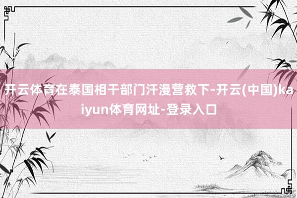 开云体育在泰国相干部门汗漫营救下-开云(中国)kaiyun体育网址-登录入口