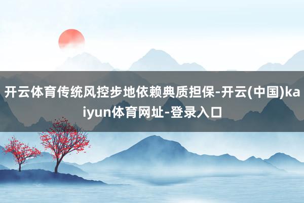 开云体育传统风控步地依赖典质担保-开云(中国)kaiyun体育网址-登录入口